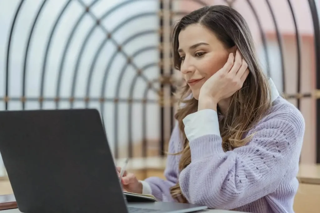 Confident employee in charge of her own work
