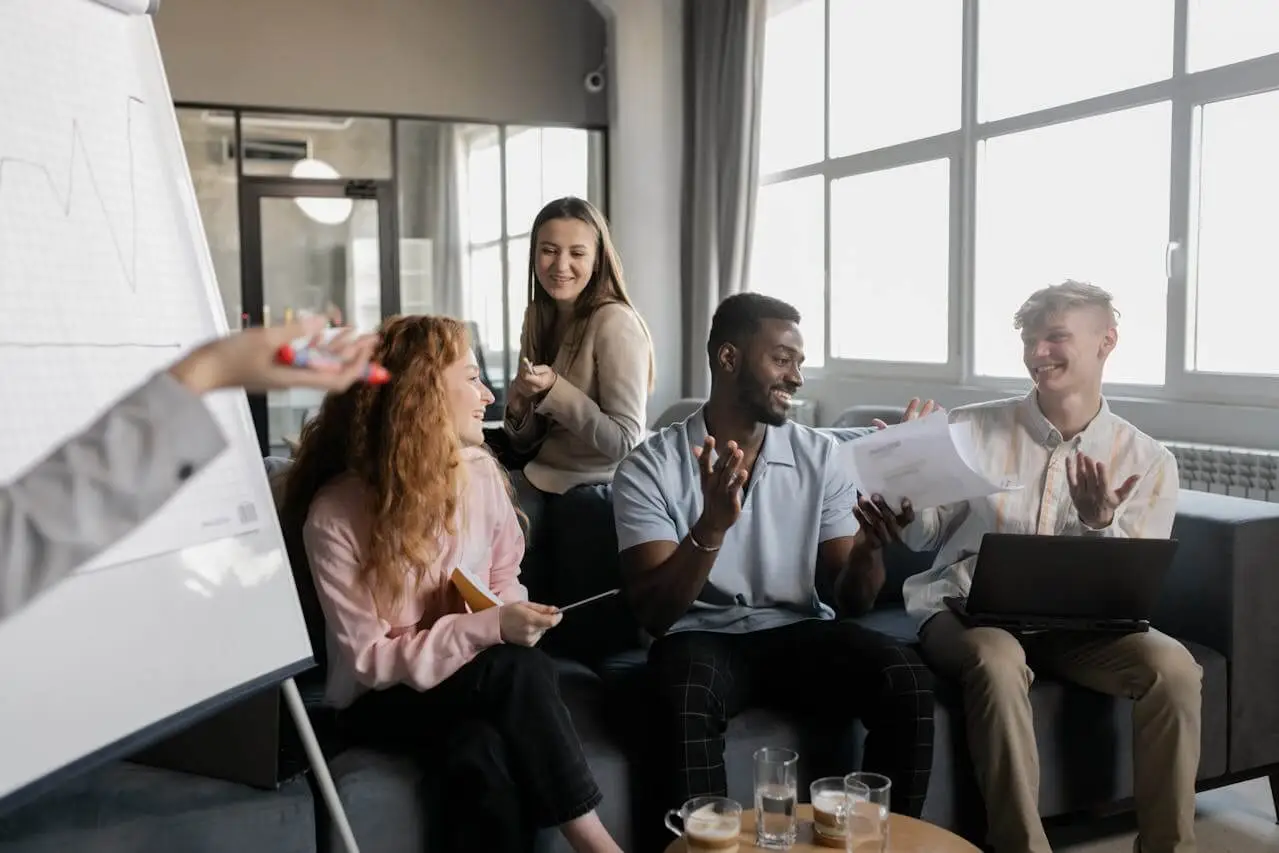 Engaged group of colleagues at work