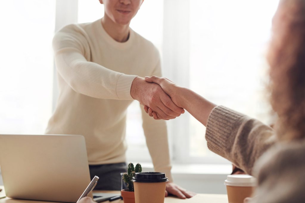 Handshake after a successful stay interview
