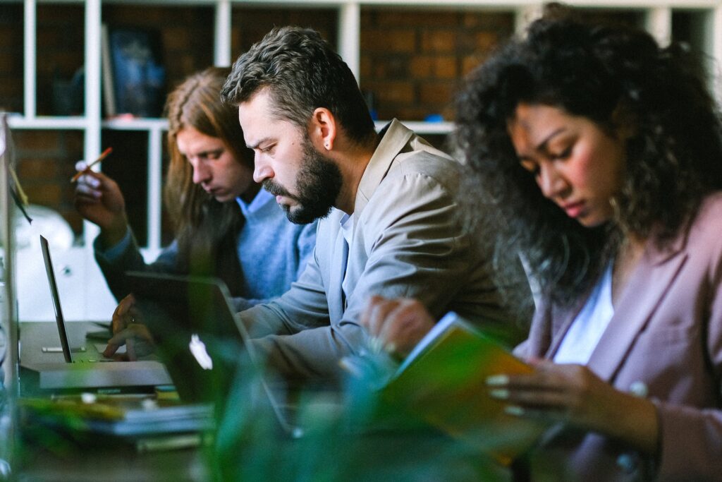 HR team reviewing engagement metrics