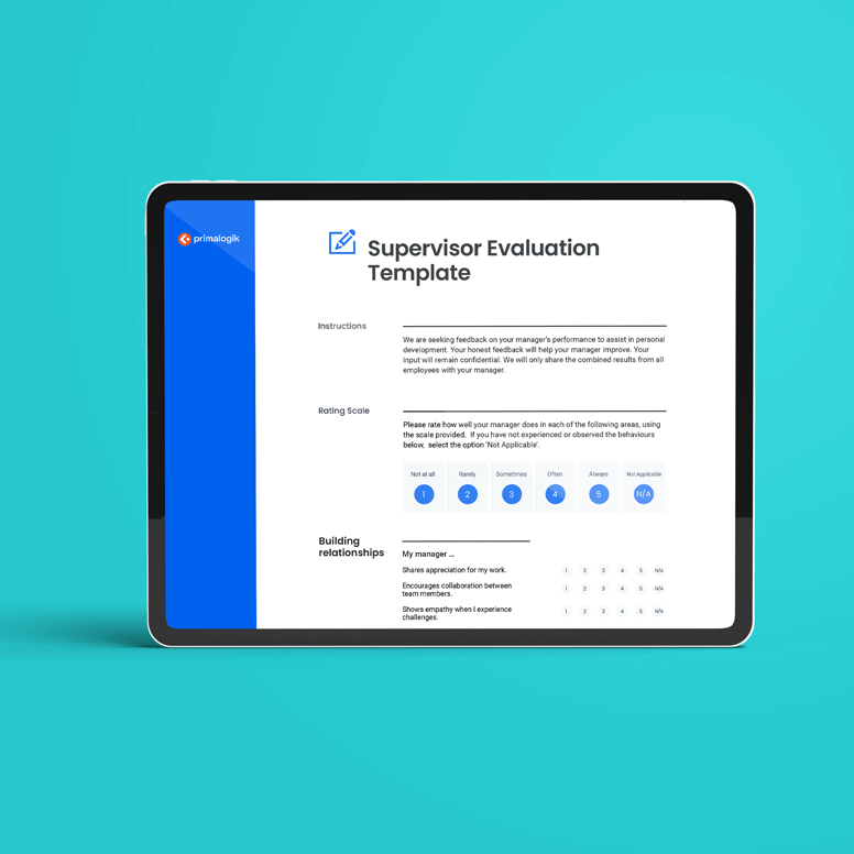 An iPad displaying a Supervisor Evaluation Template