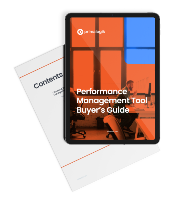 Primalogik performance management tool buyer's guide tablet graphic