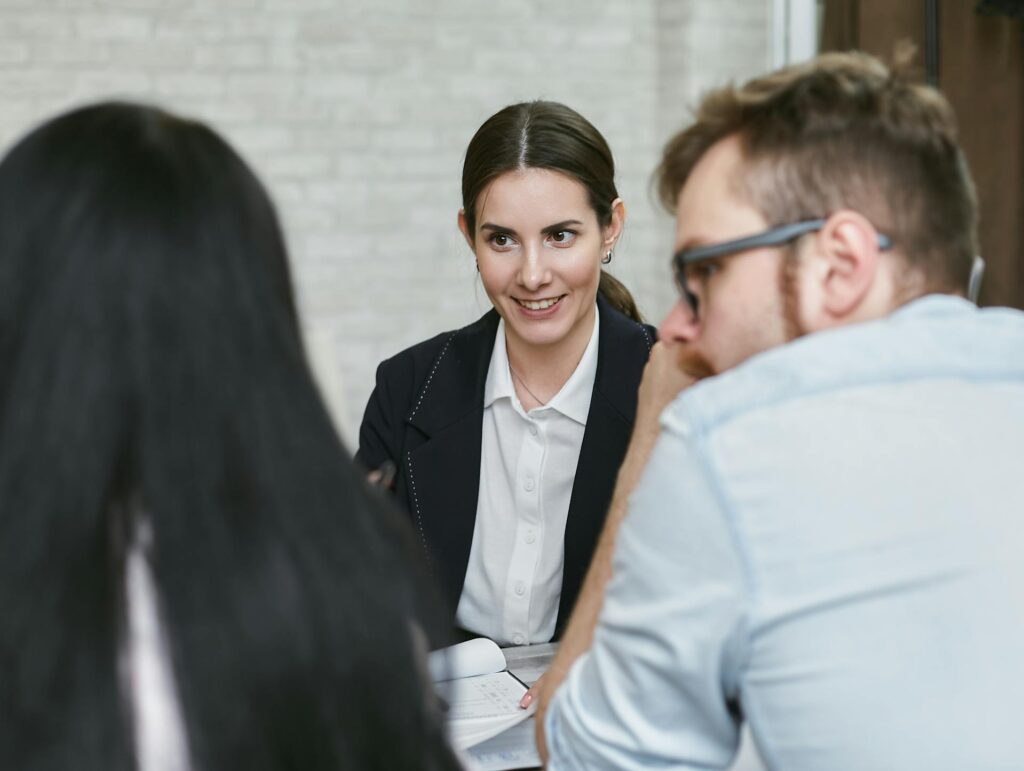 managers talking to employee about their future in the company