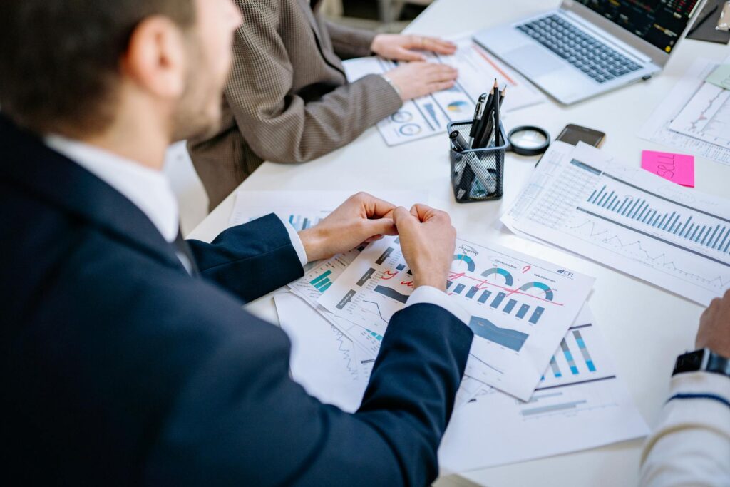 HR Manager looking over employee performance metrics