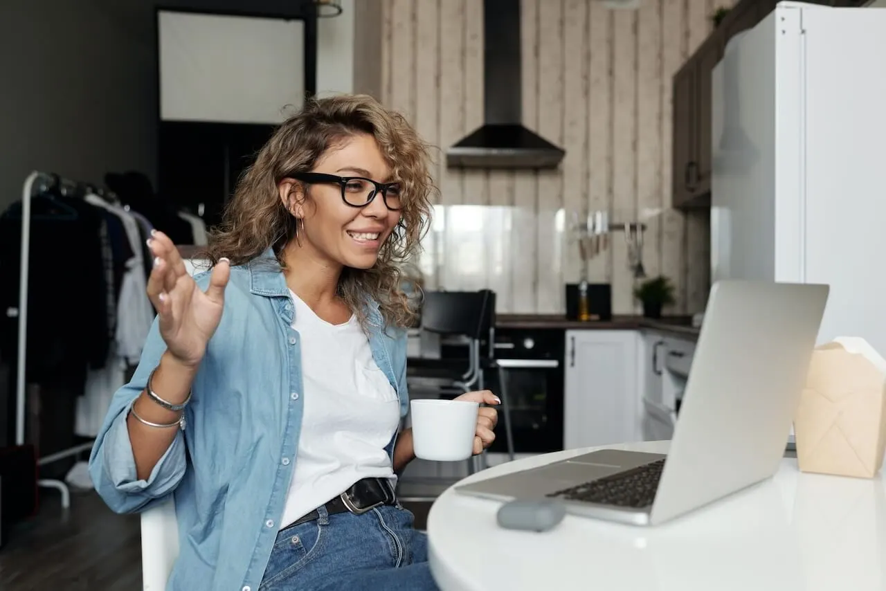 Employee in a remote meeting